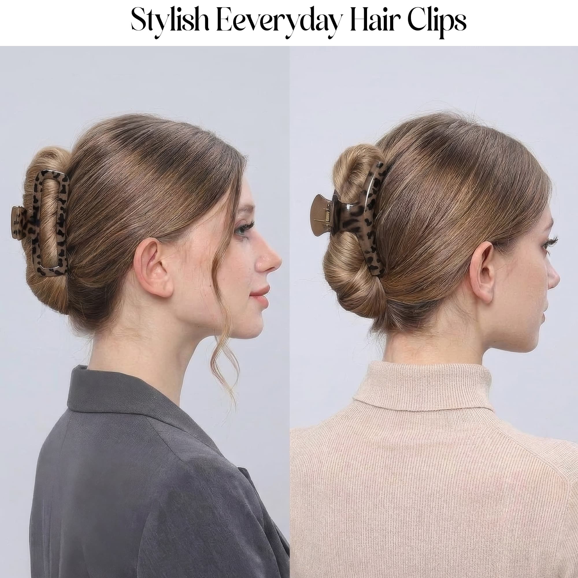 LEXIELLE Leopard Claw Clips — in use